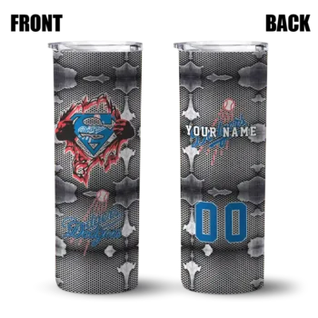 custom los angeles dodgers chevron v blue gray skinny tumbler fashion forward.webp