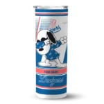 custom los angeles dodgers snoopy dog blue white skinny tumbler best selling.webp