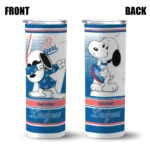 custom los angeles dodgers snoopy dog blue white skinny tumbler best selling.webp
