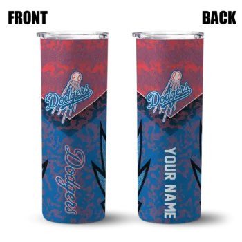 custom los angeles dodgers spiral burst print blue skinny tumbler fashion forward.webp