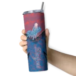 custom los angeles dodgers spiral burst print blue skinny tumbler best selling.webp