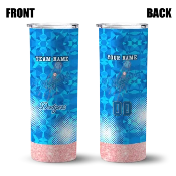 custom los angeles dodgers starburst tiles blue skinny tumbler fashion forward.webp