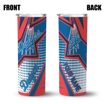 custom los angeles dodgers web stripes blue white skinny tumbler fashion forward.webp
