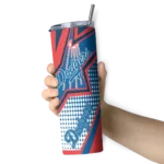 custom los angeles dodgers web stripes blue white skinny tumbler best selling.webp