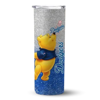 custom los angeles dodgers winnie the pooh blue gray skinny tumbler best selling.webp