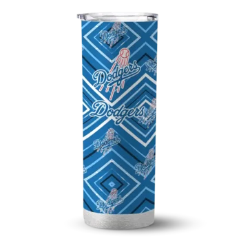 custom los angeles dodgers zipper leopard blue skinny tumbler best selling.webp