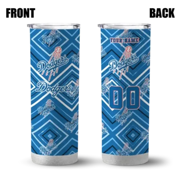 custom los angeles dodgers zipper leopard blue skinny tumbler fashion forward.webp