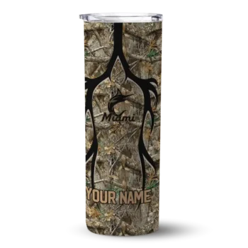 custom miami marlins antler flow camo skinny tumbler best selling.webp