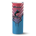 custom miami marlins chevron stripes blue skinny tumbler best selling.webp