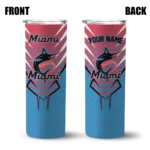 custom miami marlins chevron stripes blue skinny tumbler best selling.webp