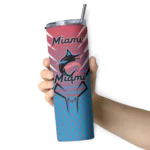 custom miami marlins chevron stripes blue skinny tumbler best selling.webp