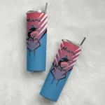custom miami marlins chevron stripes blue skinny tumbler best selling.webp