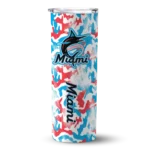 custom miami marlins claw marks blue white skinny tumbler best selling.webp