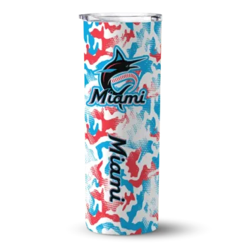 custom miami marlins claw marks blue white skinny tumbler best selling.webp