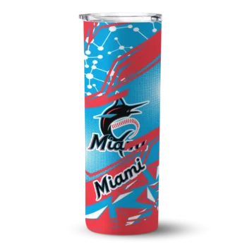 custom miami marlins helmet clash blue skinny tumbler best selling.webp