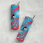 custom miami marlins helmet clash blue skinny tumbler best selling.webp