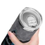 custom miami marlins hexagon honeycomb blue black skinny tumbler best selling.webp