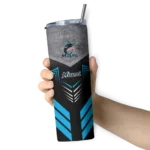custom miami marlins hexagon honeycomb blue black skinny tumbler best selling.webp