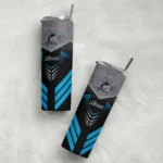 custom miami marlins hexagon honeycomb blue black skinny tumbler best selling.webp