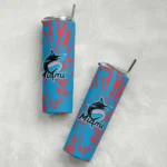 custom miami marlins metallic grid blue skinny tumbler best selling.webp