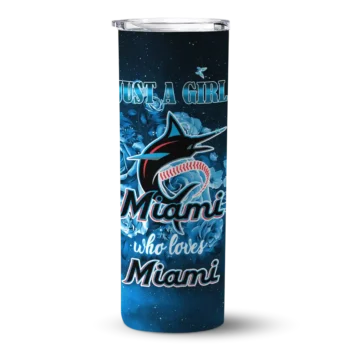 custom miami marlins rose romance blue black skinny tumbler best selling.webp