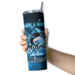 custom miami marlins rose romance blue black skinny tumbler best selling.webp