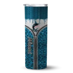 custom miami marlins sparkle drip blue skinny tumbler best selling.webp