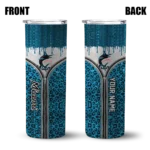 custom miami marlins sparkle drip blue skinny tumbler best selling.webp