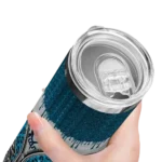 custom miami marlins sparkle drip blue skinny tumbler best selling.webp