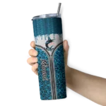 custom miami marlins sparkle drip blue skinny tumbler best selling.webp