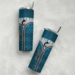 custom miami marlins sparkle drip blue skinny tumbler best selling.webp