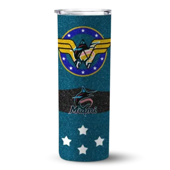 custom miami marlins star cluster blue skinny tumbler best selling.webp