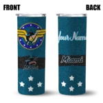 custom miami marlins star cluster blue skinny tumbler best selling.webp