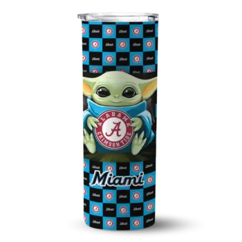custom miami marlins yoda cozy blue black skinny tumbler best selling.webp