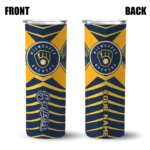 custom milwaukee brewers camo texture navy blue skinny tumbler best selling.webp