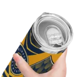 custom milwaukee brewers camo texture navy blue skinny tumbler best selling.webp