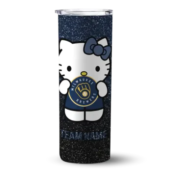 custom milwaukee brewers hello kitty navy blue black skinny tumbler best selling.webp
