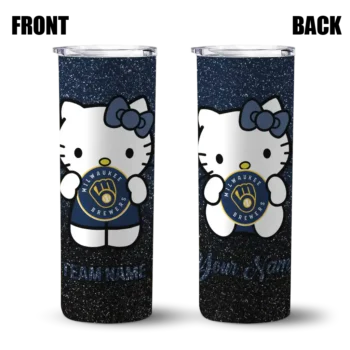 custom milwaukee brewers hello kitty navy blue black skinny tumbler fashion forward.webp