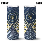 custom milwaukee brewers monogram burst navy blue white skinny tumbler best selling.webp
