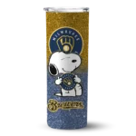 custom milwaukee brewers snoopy attitude navy blue skinny tumbler best selling.webp