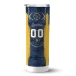 custom milwaukee brewers stacked diamond navy blue skinny tumbler best selling.webp