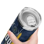 custom milwaukee brewers stacked diamond navy blue skinny tumbler best selling.webp