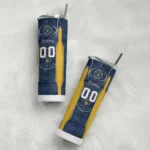 custom milwaukee brewers stacked diamond navy blue skinny tumbler best selling.webp