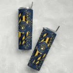 custom milwaukee brewers star pop navy blue black skinny tumbler best selling.webp