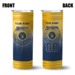 custom milwaukee brewers swirl texture navy blue skinny tumbler best selling.webp