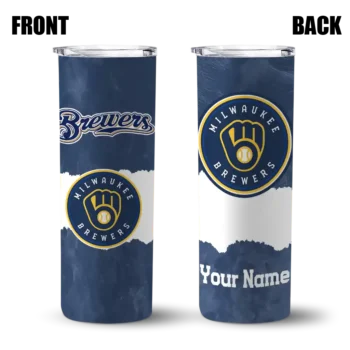 custom milwaukee brewers torn band navy blue white skinny tumbler fashion forward.webp