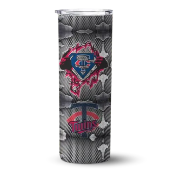 custom minnesota twins chevron v navy gray skinny tumbler best selling.webp