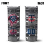 custom minnesota twins chevron v navy gray skinny tumbler best selling.webp