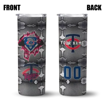 custom minnesota twins chevron v navy gray skinny tumbler fashion forward.webp