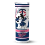 custom minnesota twins snoopy dog navy white skinny tumbler best selling.webp